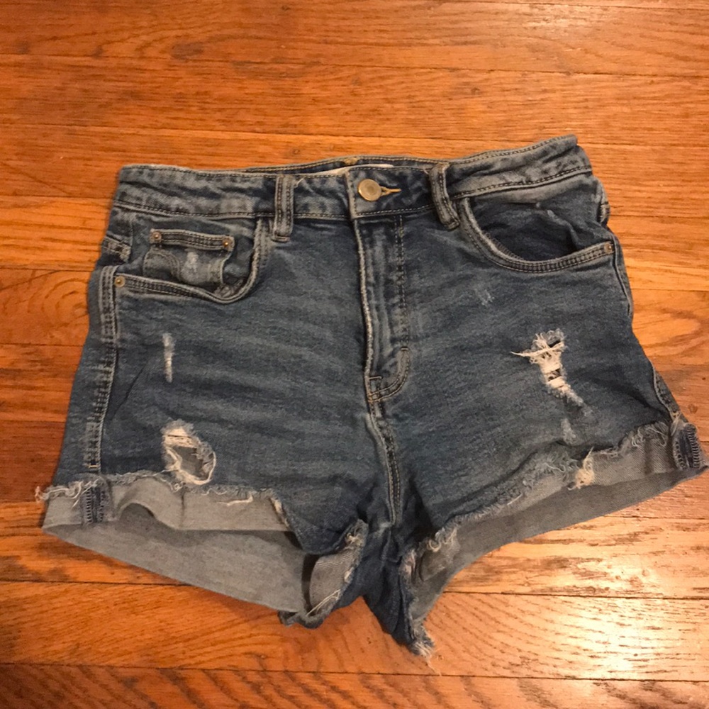 Ripped jean shorts